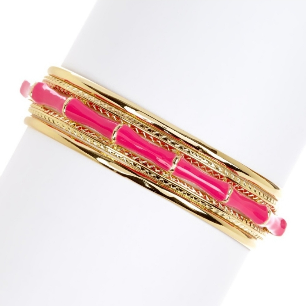 Pink/Gold Bamboo Bracelet Set!